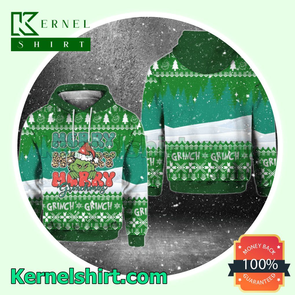 Merry Merry Merry Grinchmas Hooded Sweatshirts