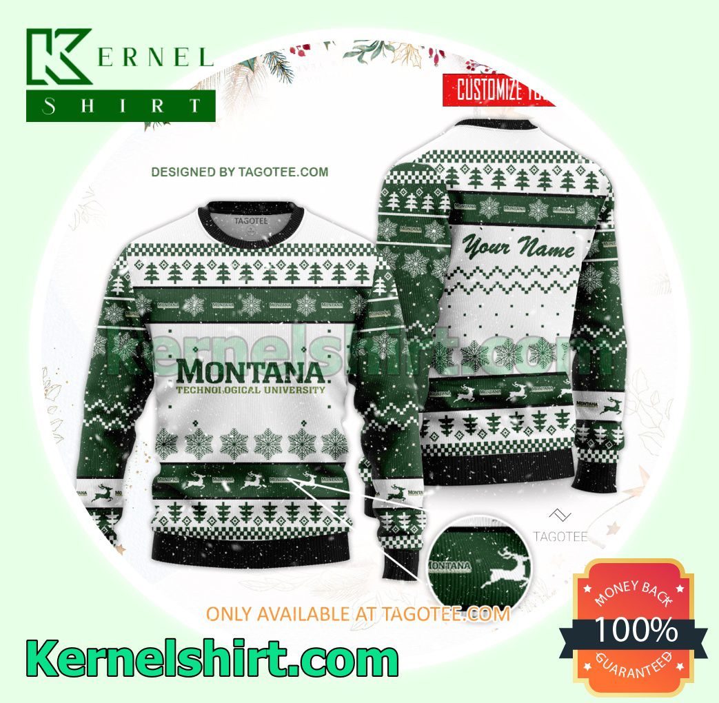 Montana Technological University Logo Xmas Knit Sweaters