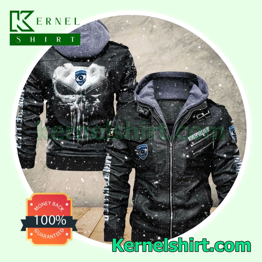 Montpellier Herault Rugby Leather Bomber Jacket