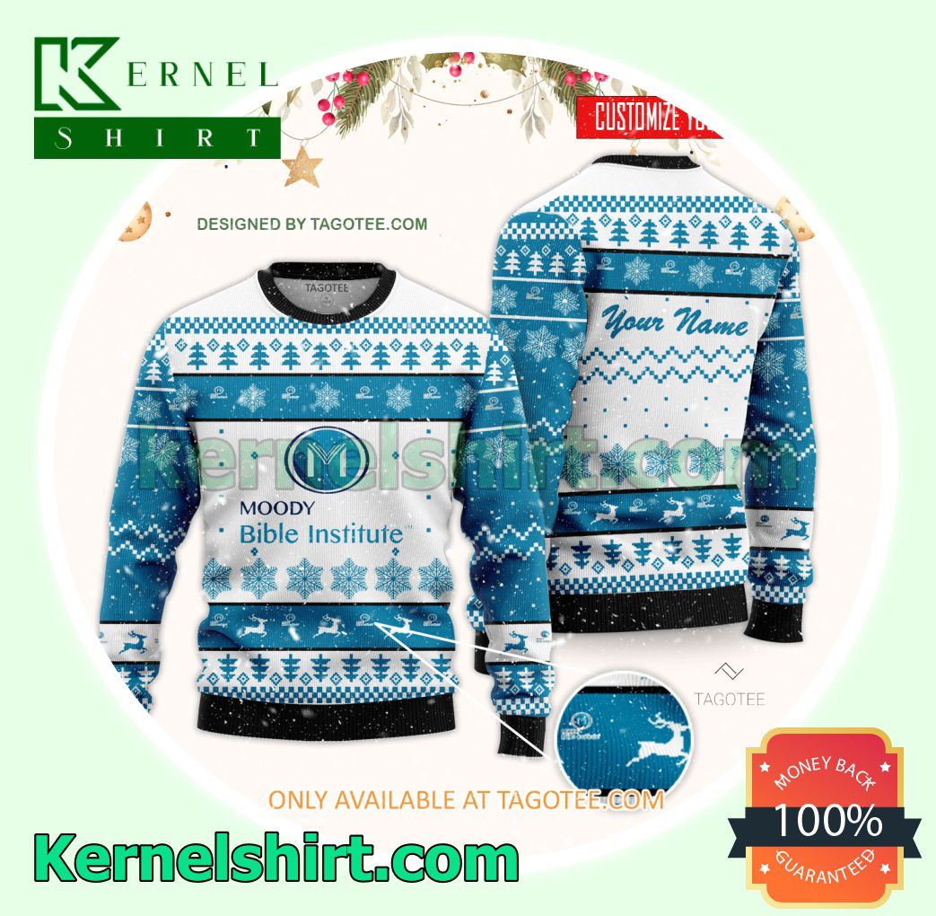 Moody Bible Institute Logo Xmas Knit Sweaters