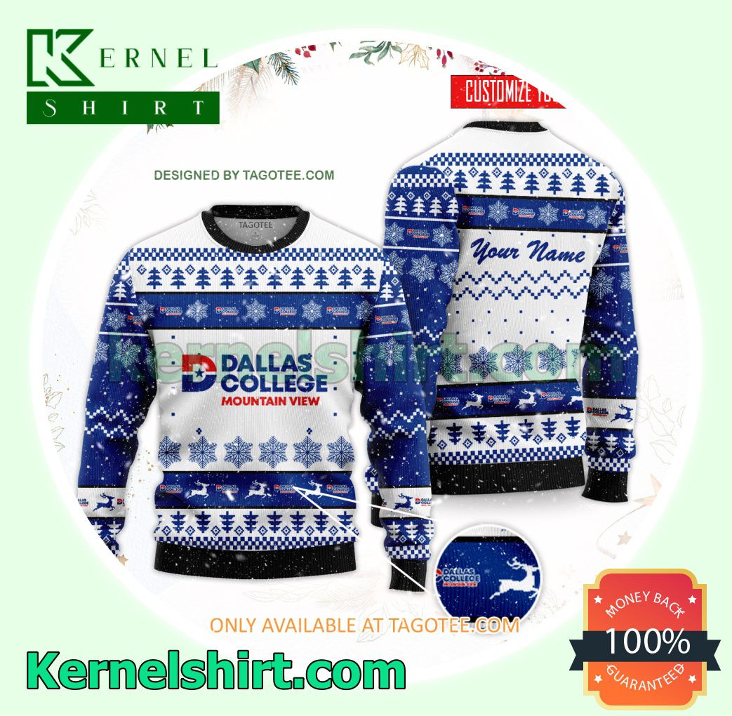 Mountain View College Dallas Logo Xmas Knit Sweaters