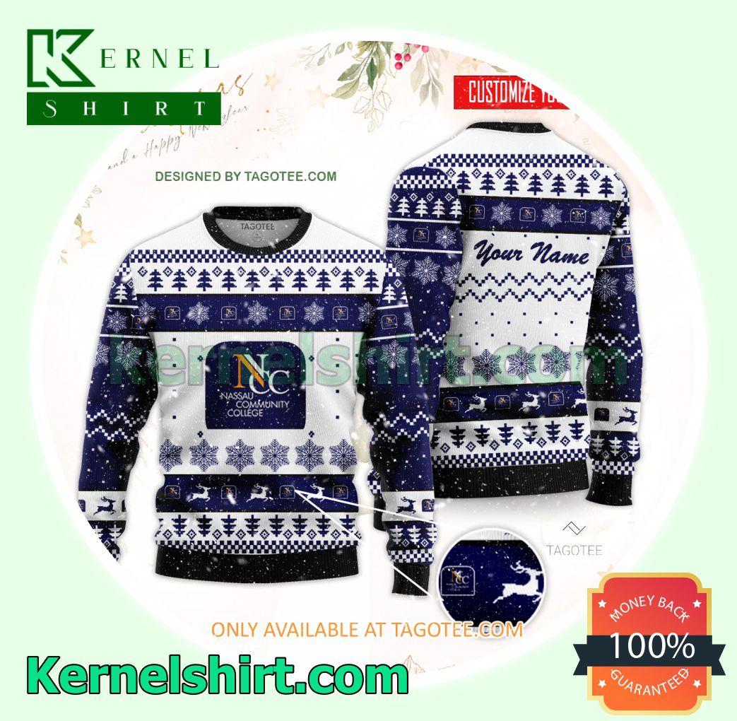 Nassau Community College Logo Xmas Knit Sweaters