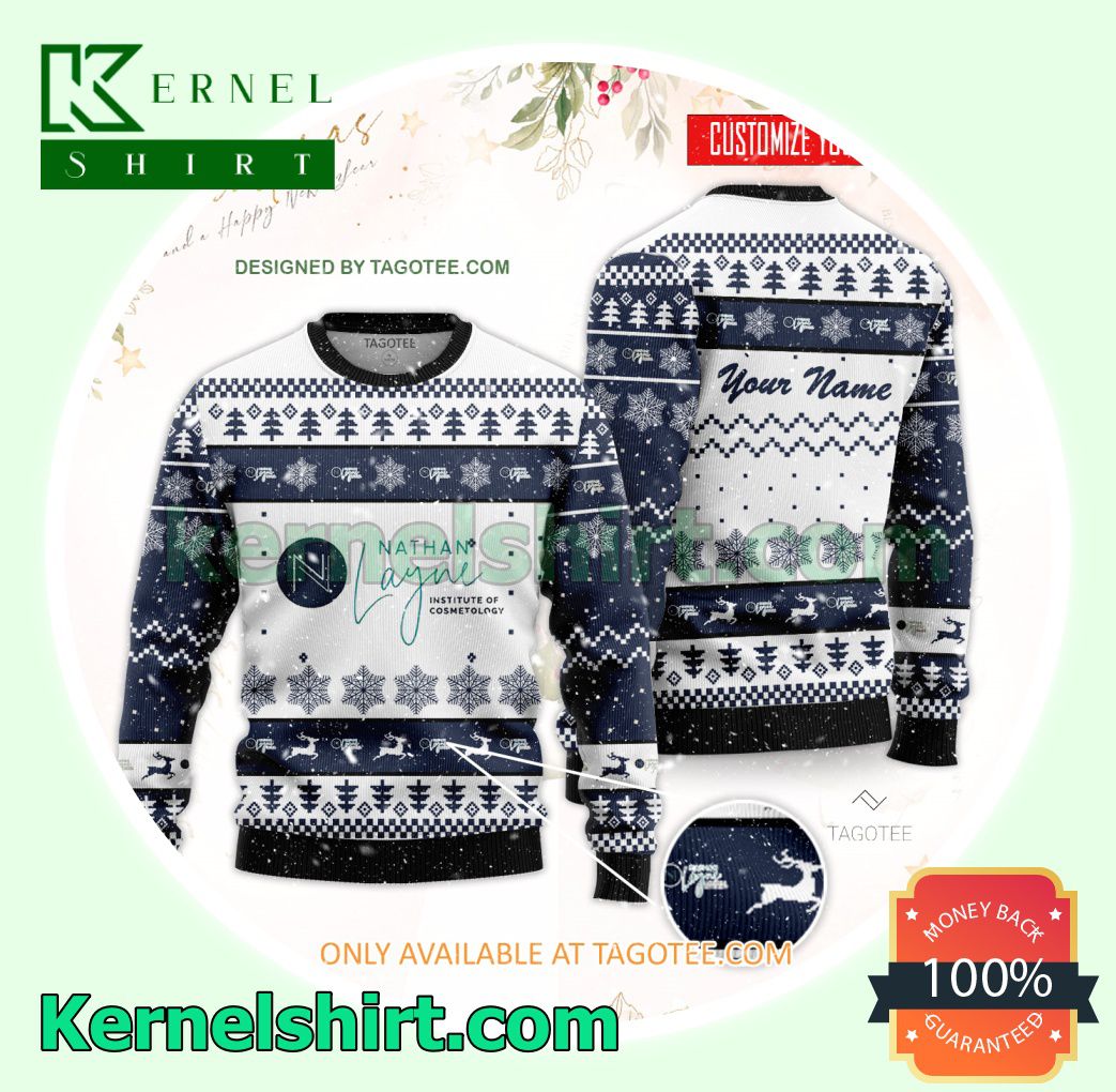 Nathan Layne Institute of Cosmetology Logo Xmas Knit Sweaters