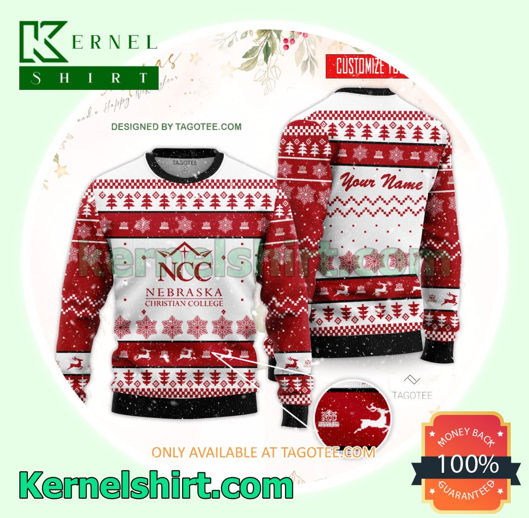 Nebraska Christian College Logo Xmas Knit Sweaters
