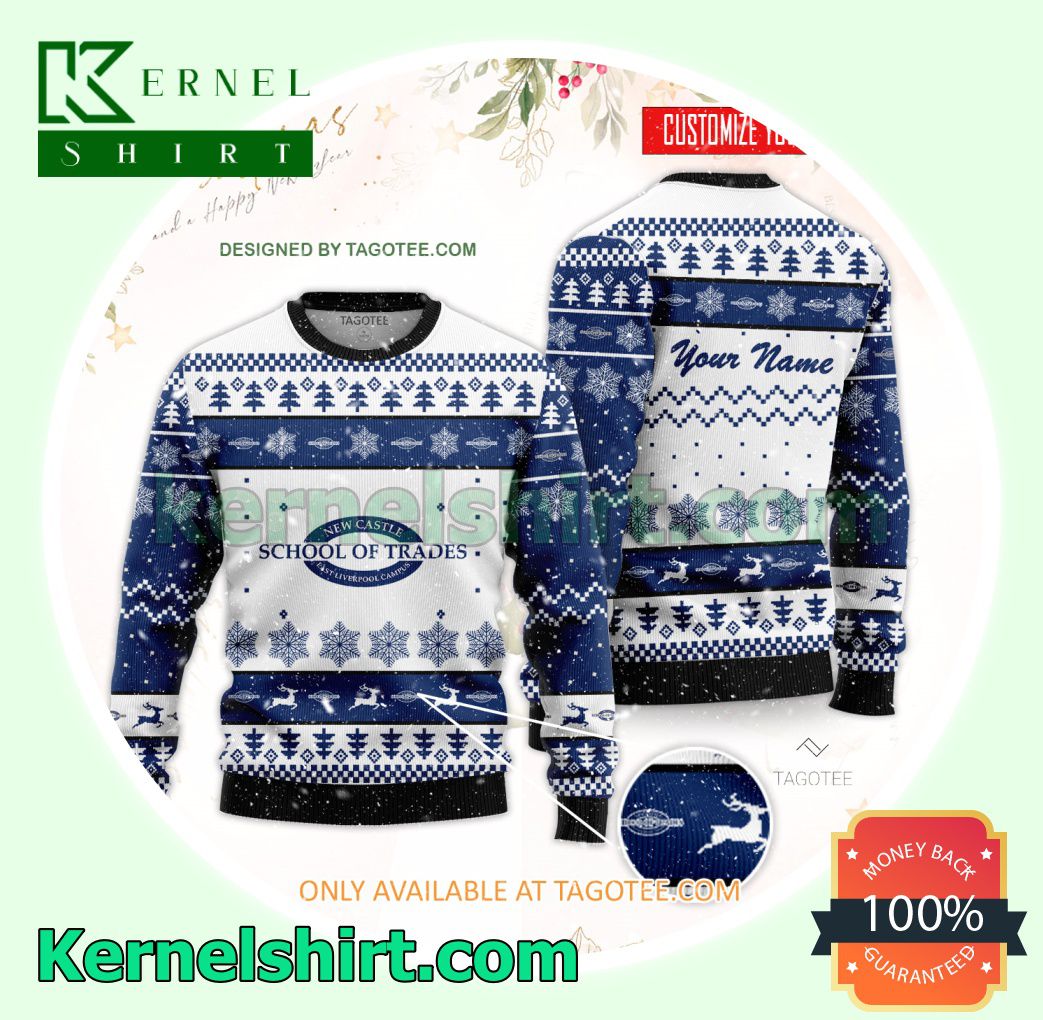 New Castle School of Trades - East Liverpool Campus Logo Xmas Knit Sweaters