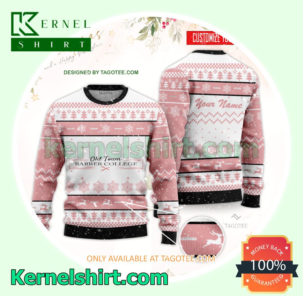 Old Town Barber College-Wichita Logo Xmas Knit Sweaters