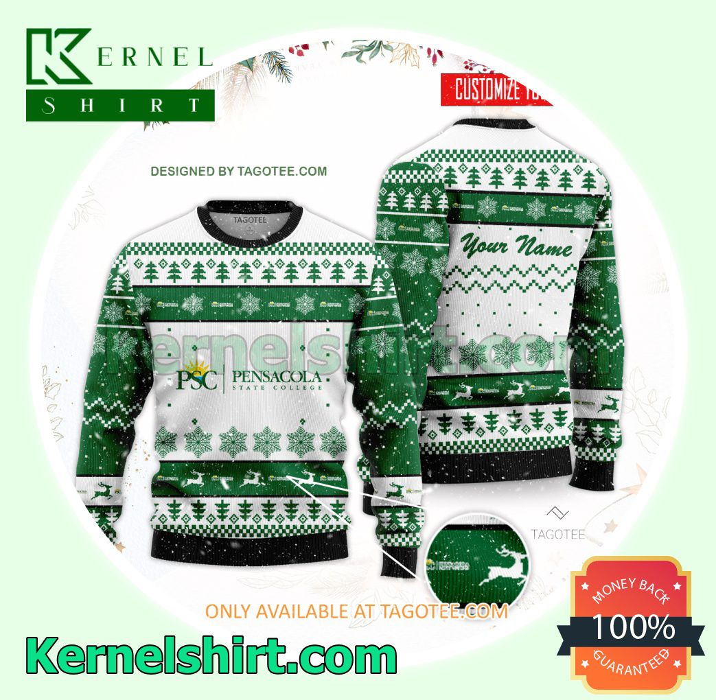 Pensacola State College Logo Xmas Knit Sweaters