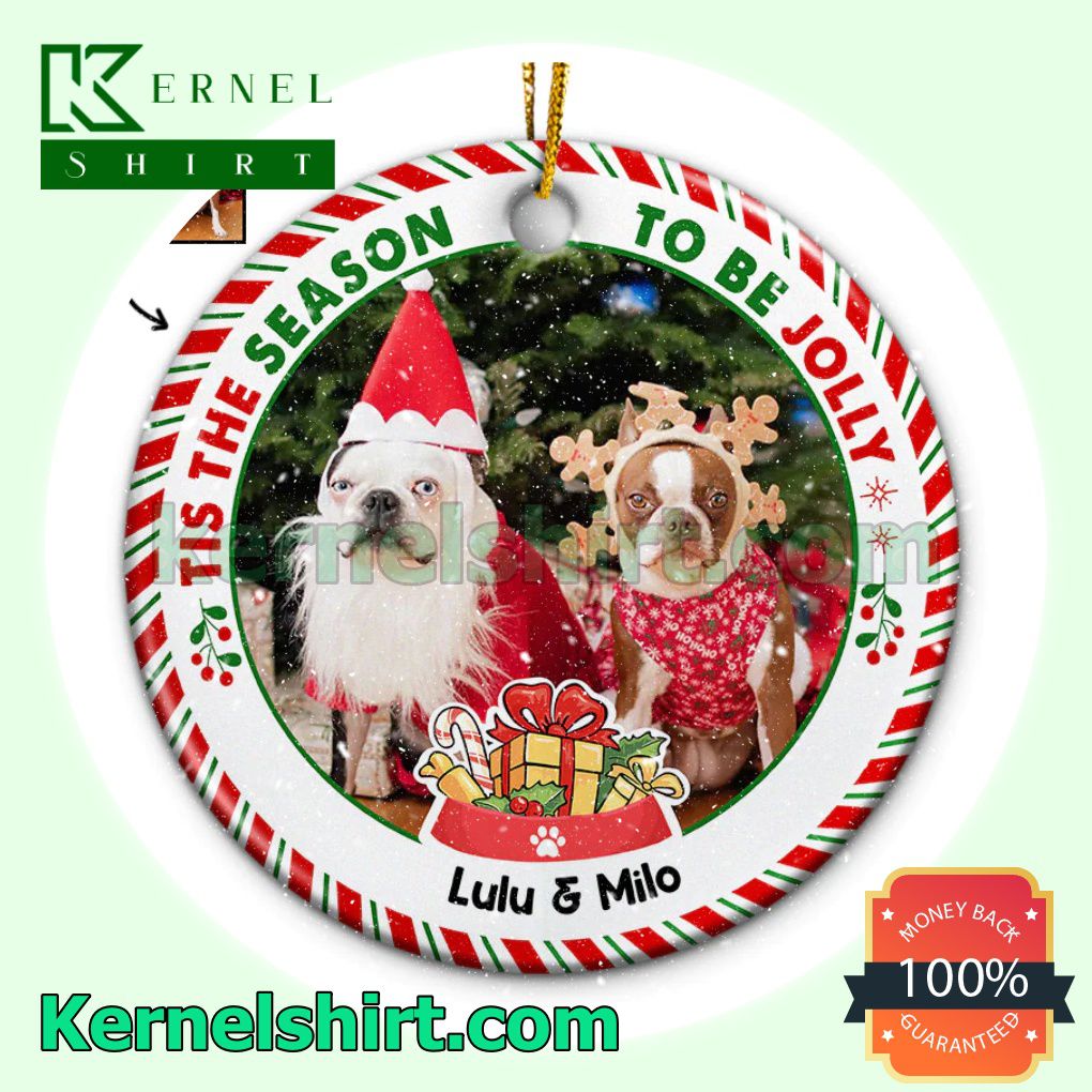 Personalized Photo Tis The Season To Be Jolly Dog Cat Holiday Ornaments
