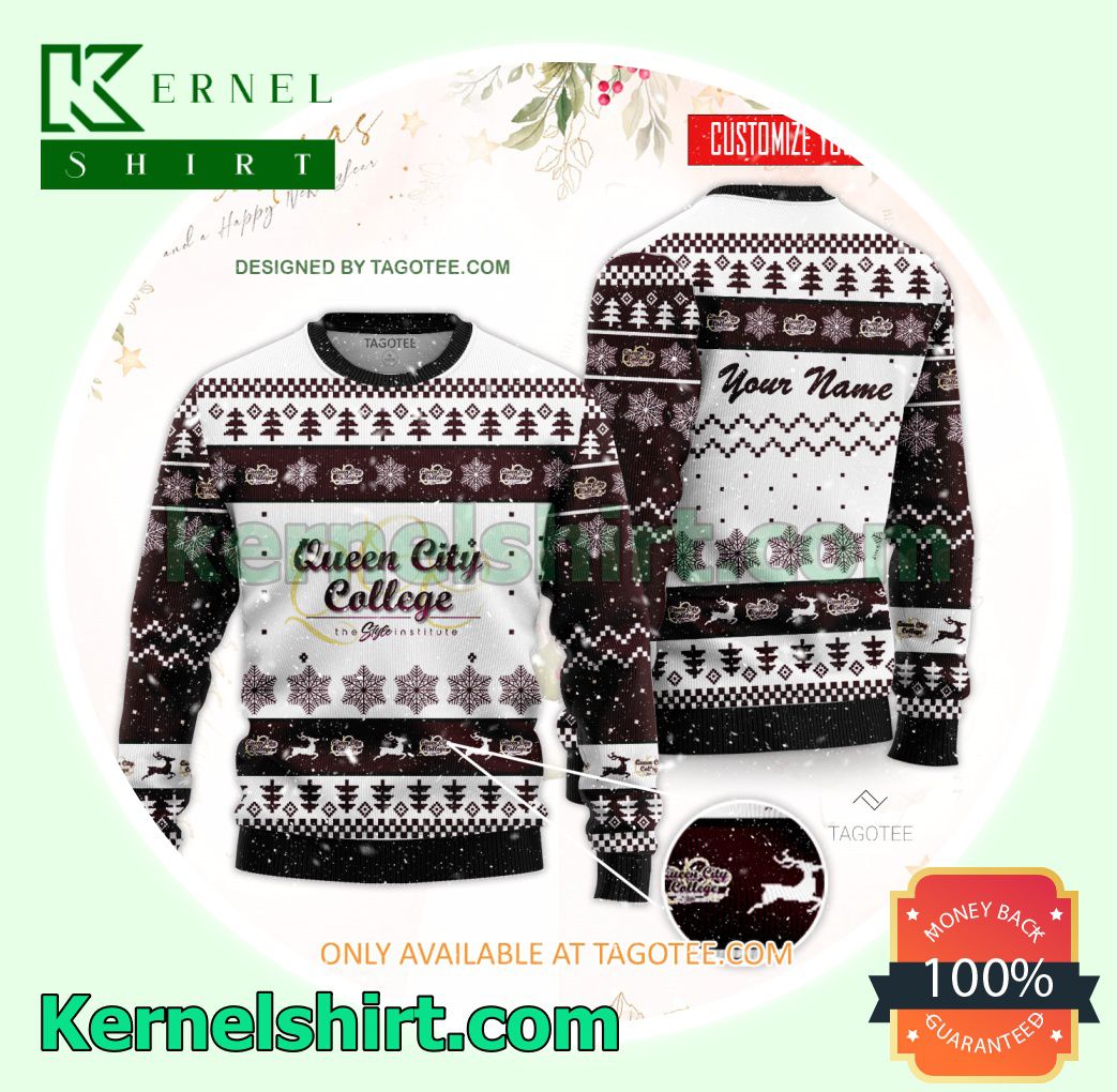 Queen City College Logo Xmas Knit Sweaters