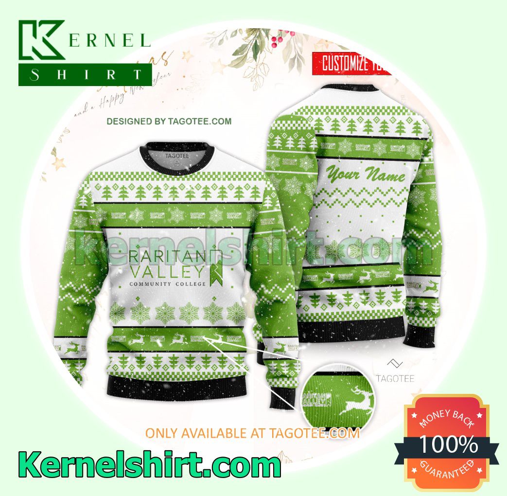 Raritan Valley Community College Logo Xmas Knit Sweaters