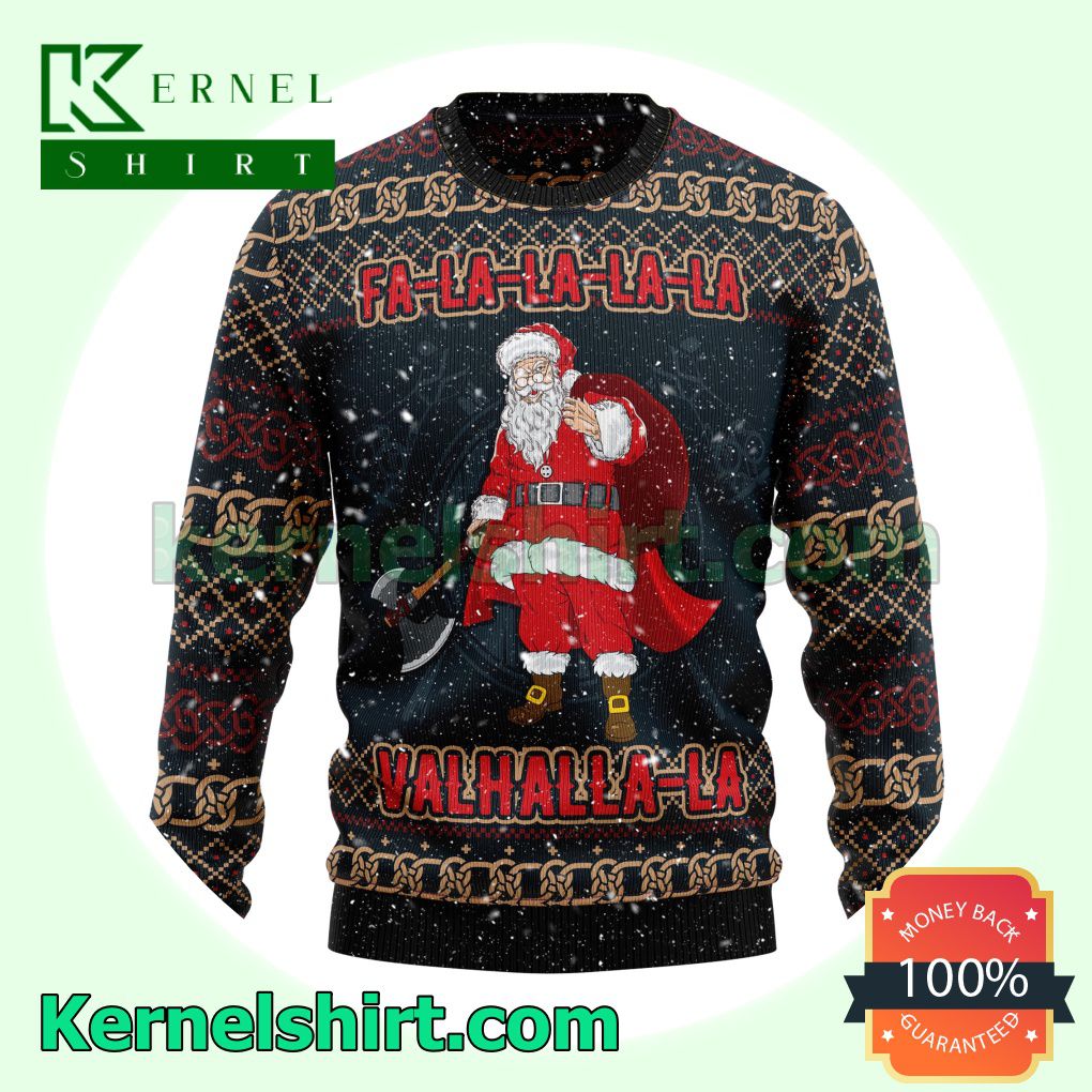 Santa Claus Viking Fa-la-la-la-la Valhalla-la Xmas Knit Jumper Sweaters