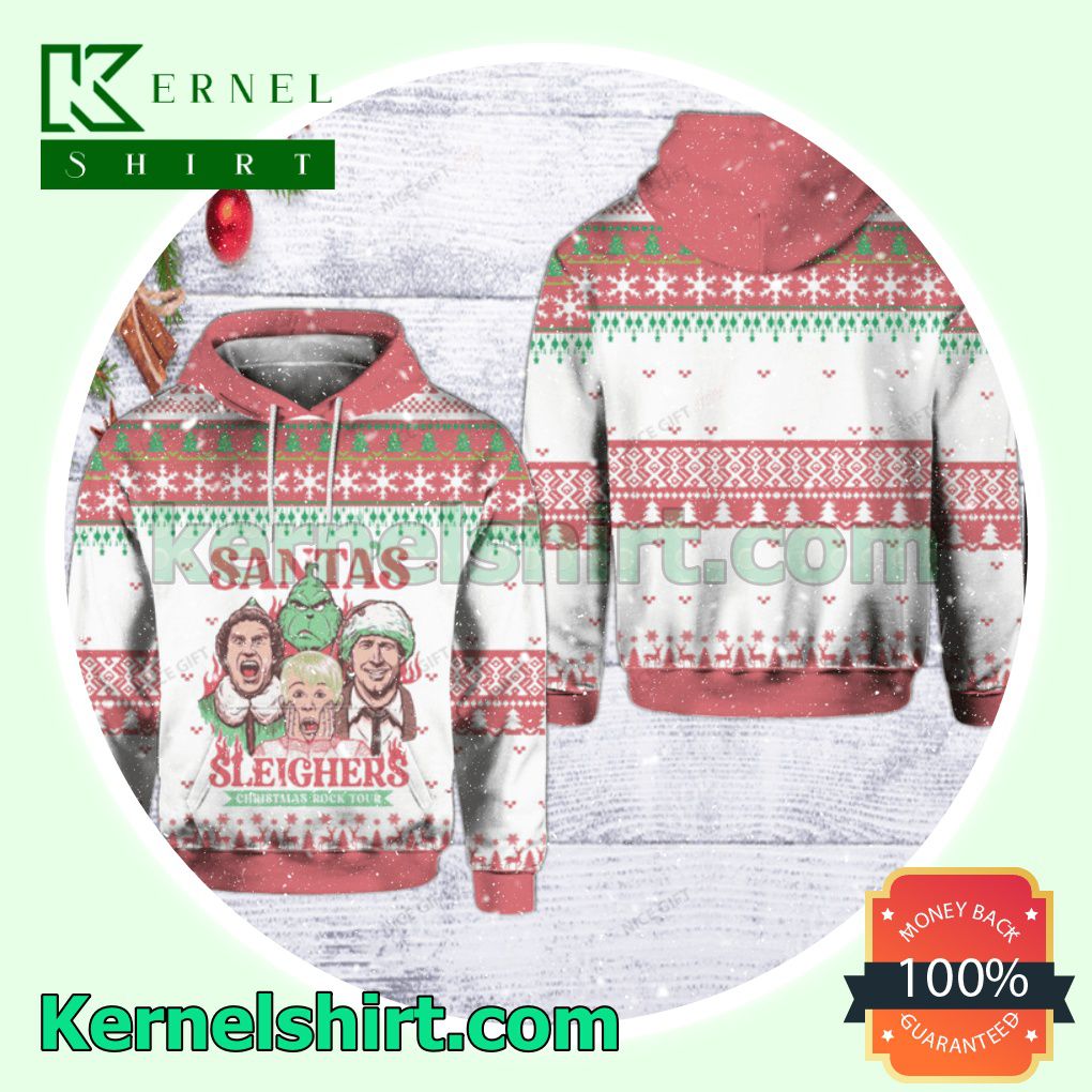 Santa's Sleighers Christmas Rock Tour Hooded Sweatshirts