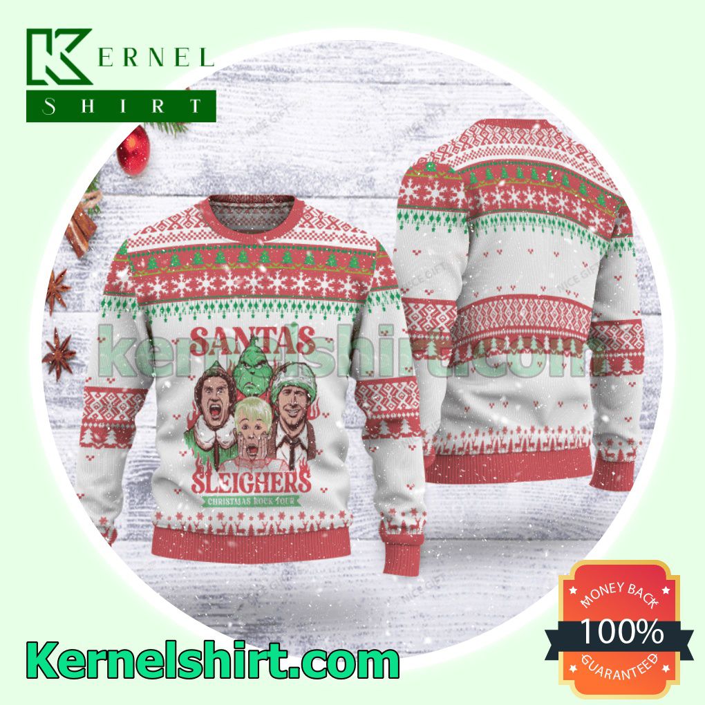 Santa's Sleighers Christmas Rock Tour Xmas Knit Sweaters