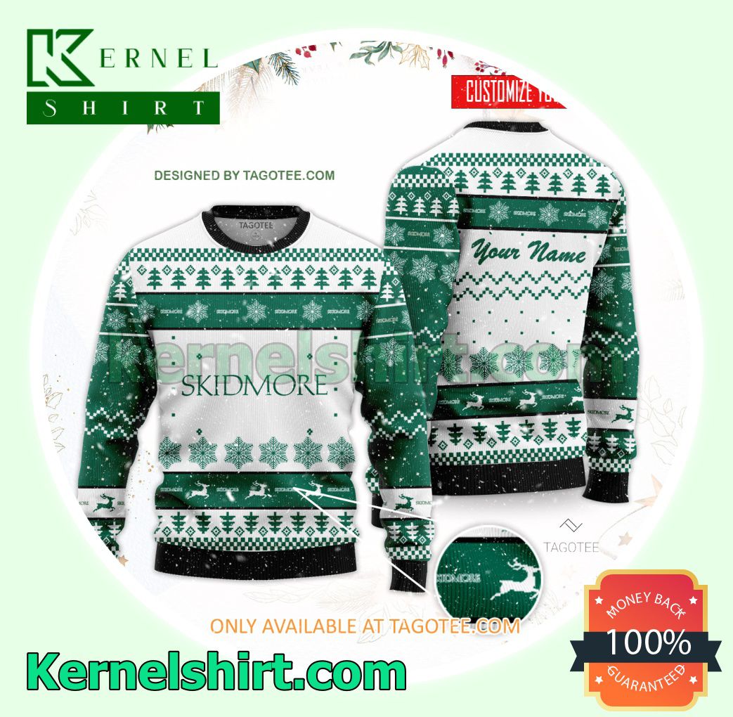 Skidmore College Logo Xmas Knit Sweaters