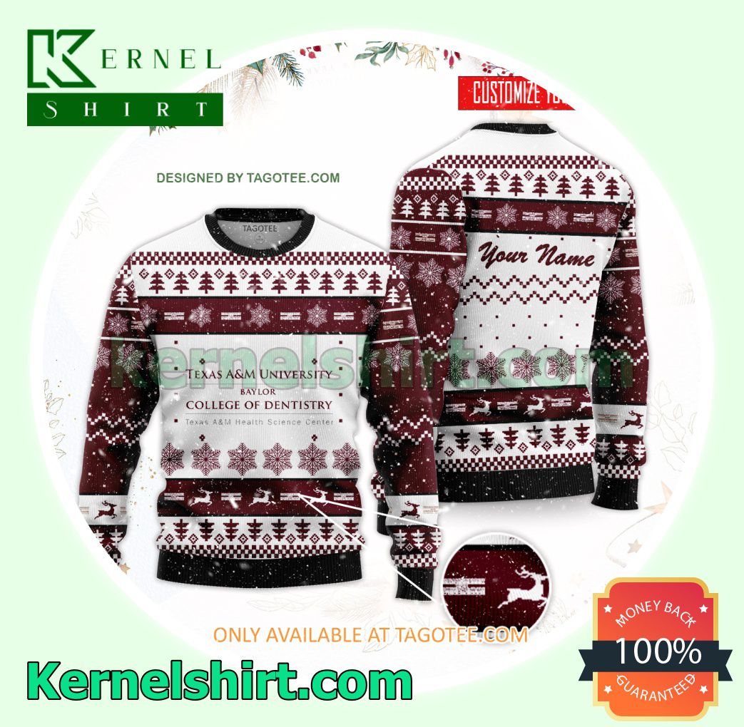 Texas A&M University Health Science Center Baylor College of Dentistry Logo Xmas Knit Sweaters