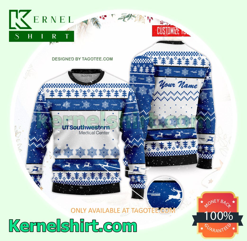 The University of Texas Southwestern Medical Center at Dallas Logo Xmas Knit Sweaters
