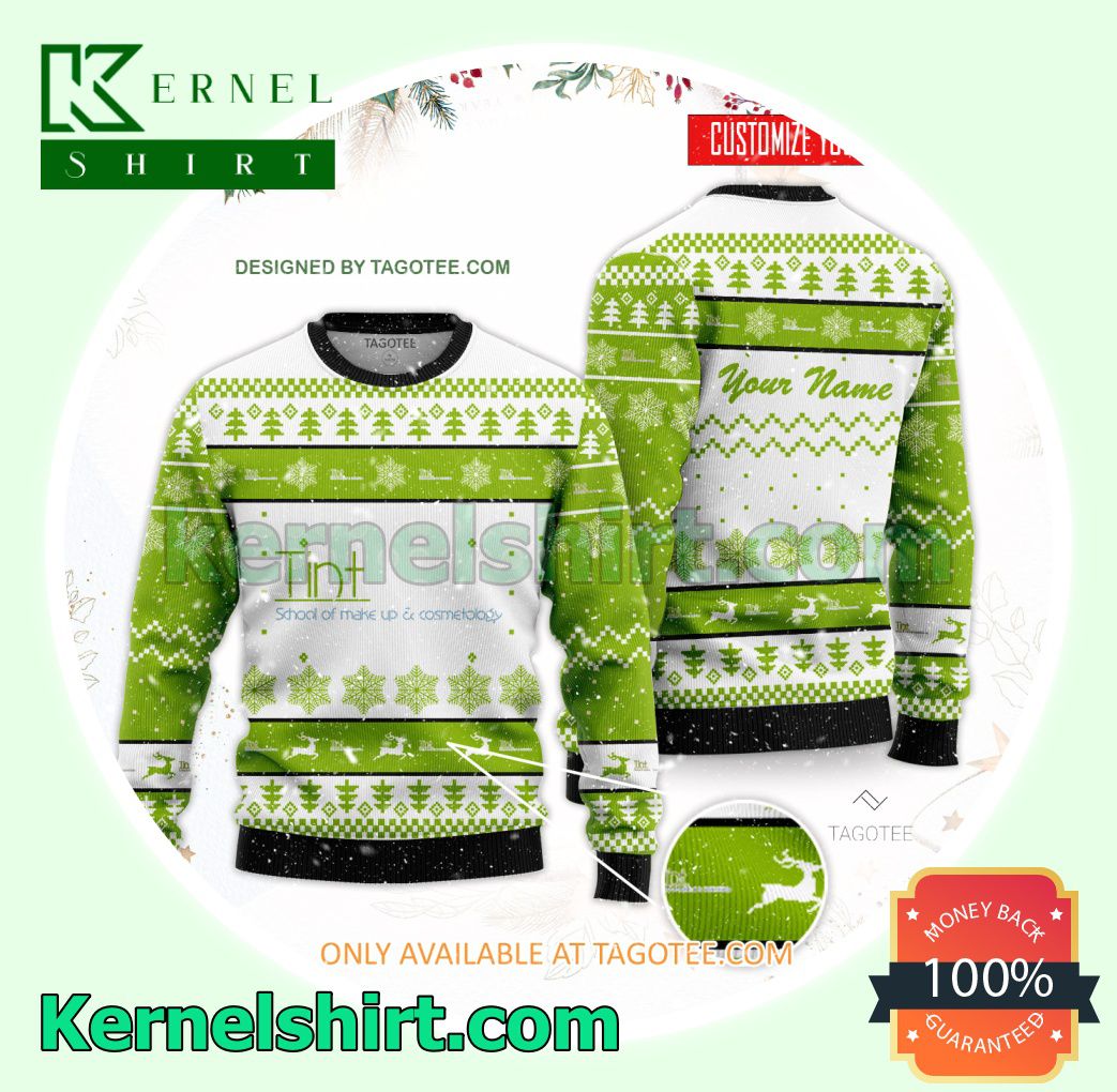 Tint School of Makeup & Cosmetology-Seattle Logo Xmas Knit Sweaters