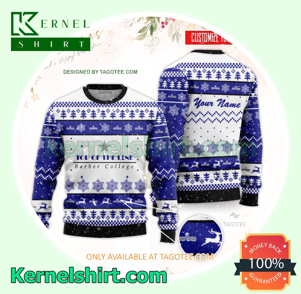 Top of the Line Barber College Logo Xmas Knit Sweaters