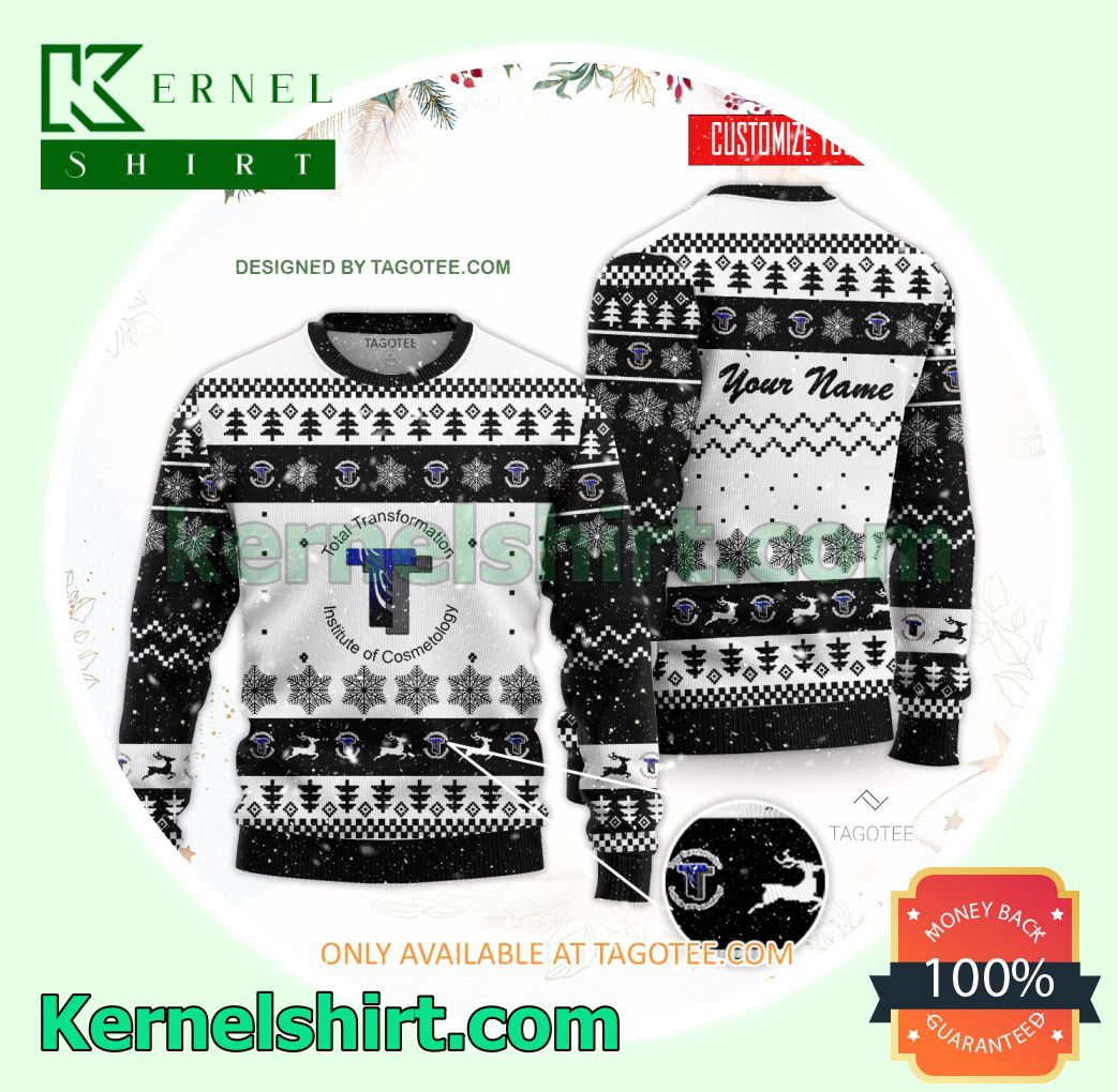 Total Transformation Institute of Cosmetology Logo Xmas Knit Sweaters