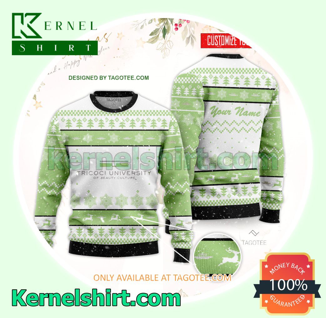 Tricoci University of Beauty Culture-Rockford Logo Xmas Knit Sweaters