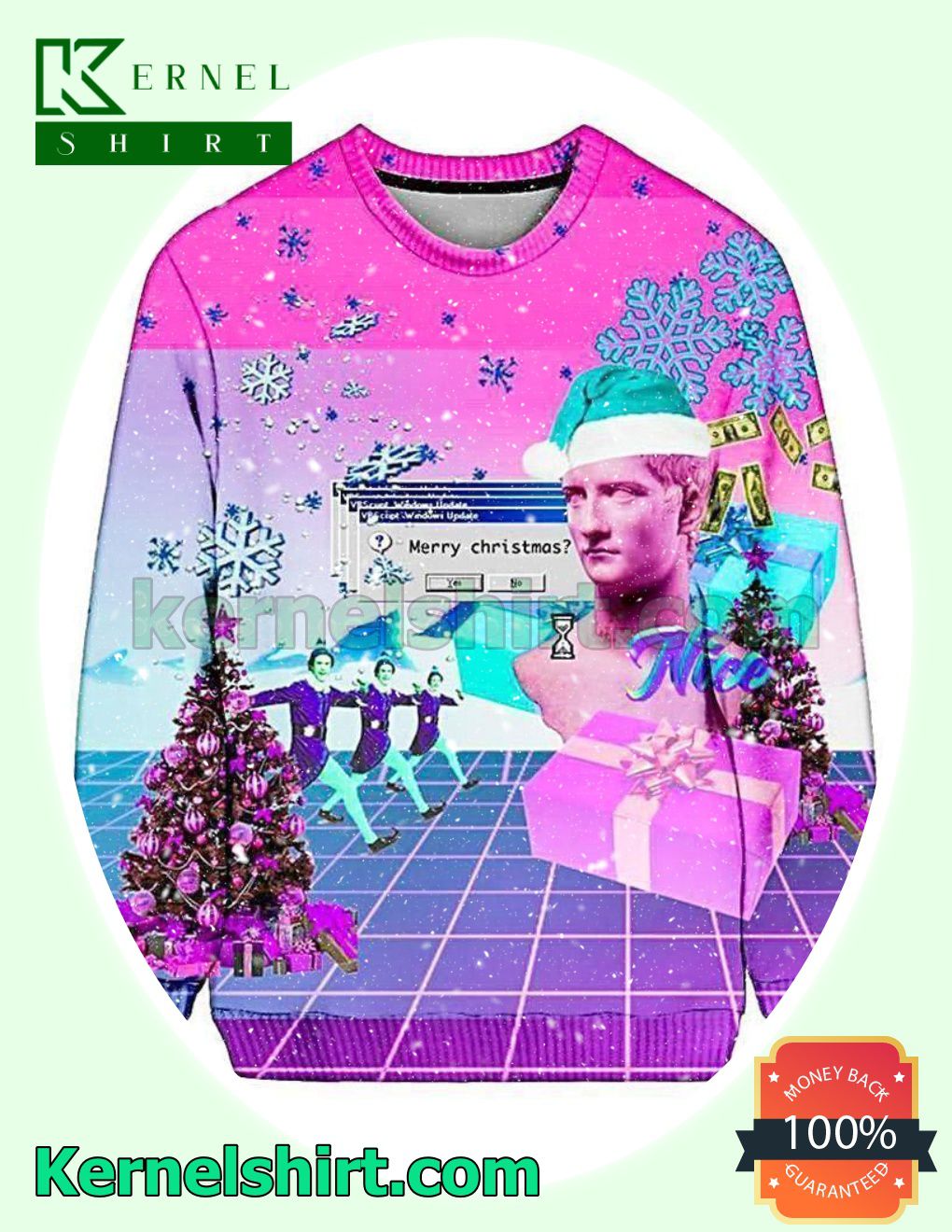 Vaporwave Merry Christmas Xmas Knit Sweaters