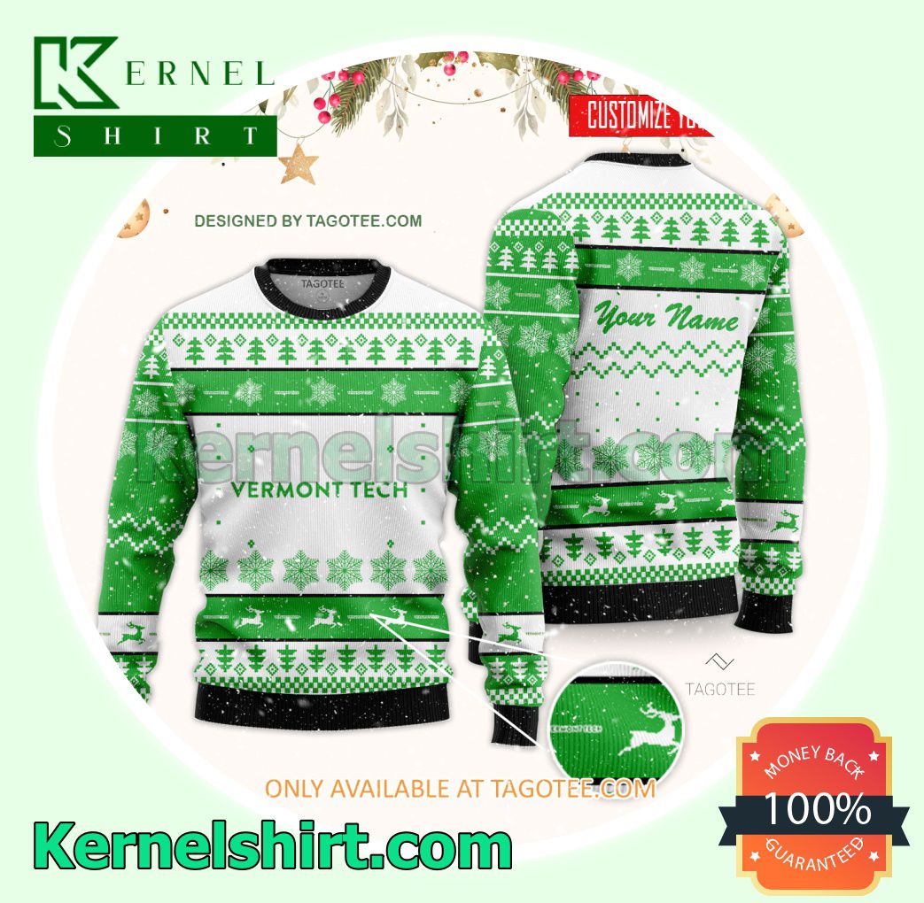 Vermont Technical College Logo Xmas Knit Sweaters