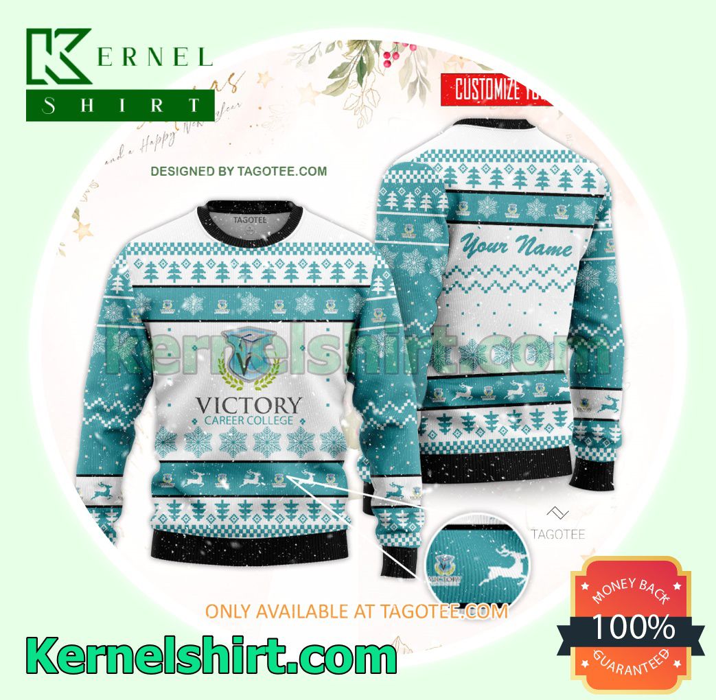 Victory Career College Logo Xmas Knit Sweaters