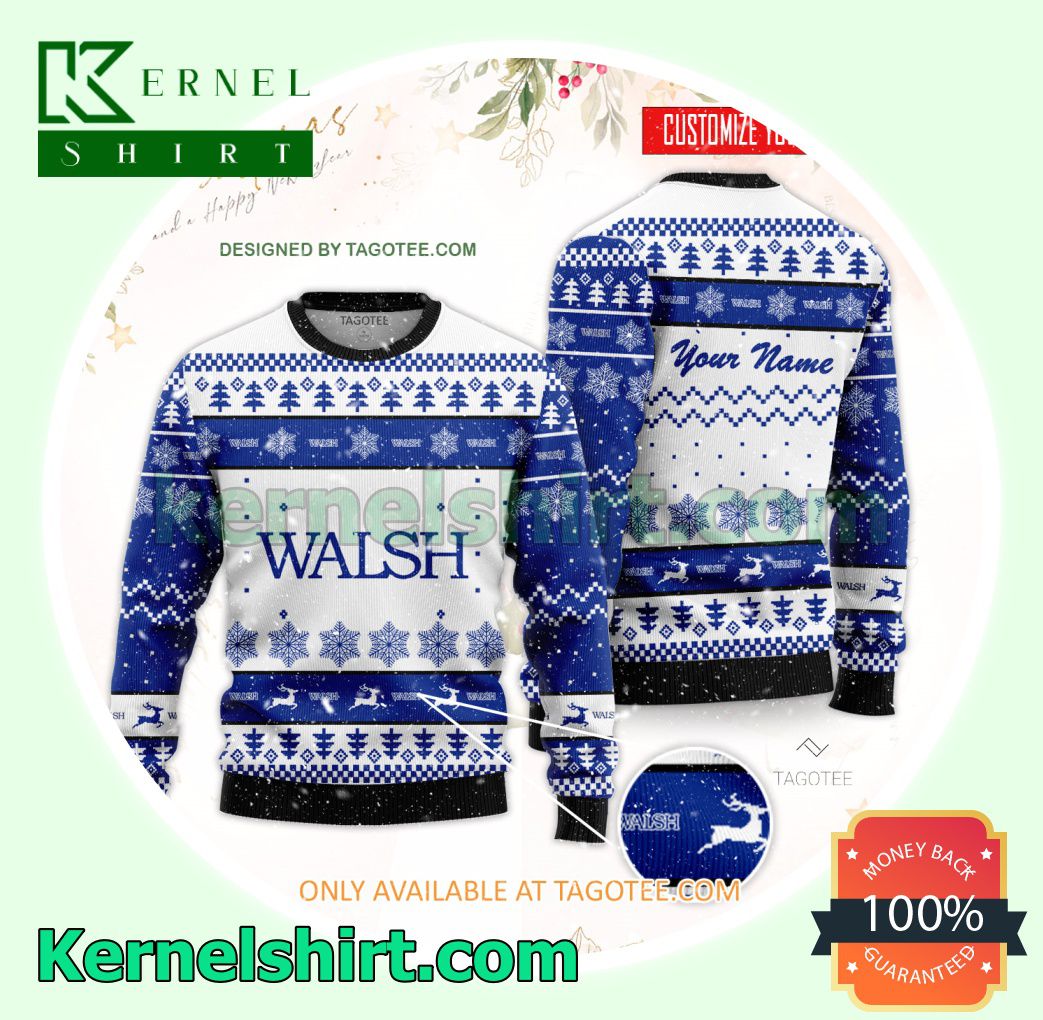 Walsh College of Accountancy and Business Administration Logo Xmas Knit Sweaters