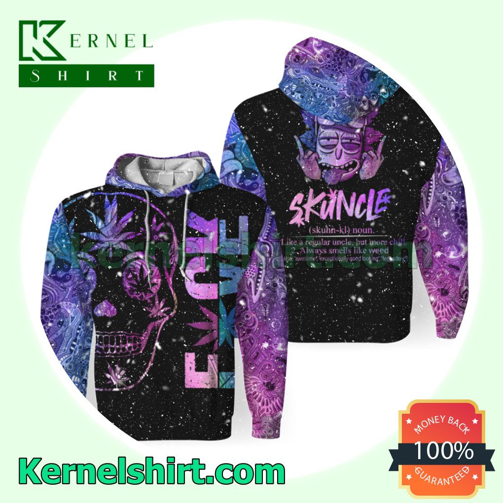 Weed Skuncle Rick Like A Regular Uncle But More Chill Fleece Hoodie