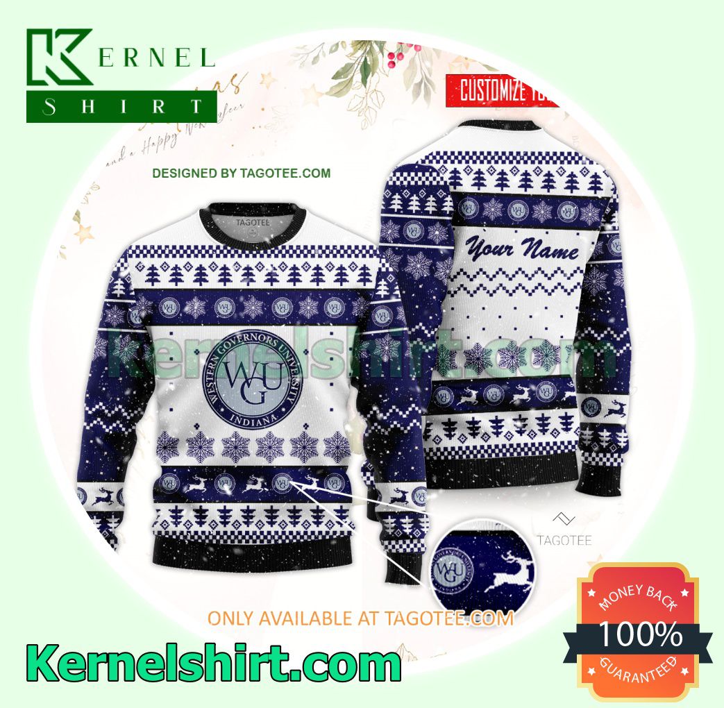 Western Governors University Indiana Logo Xmas Knit Sweaters