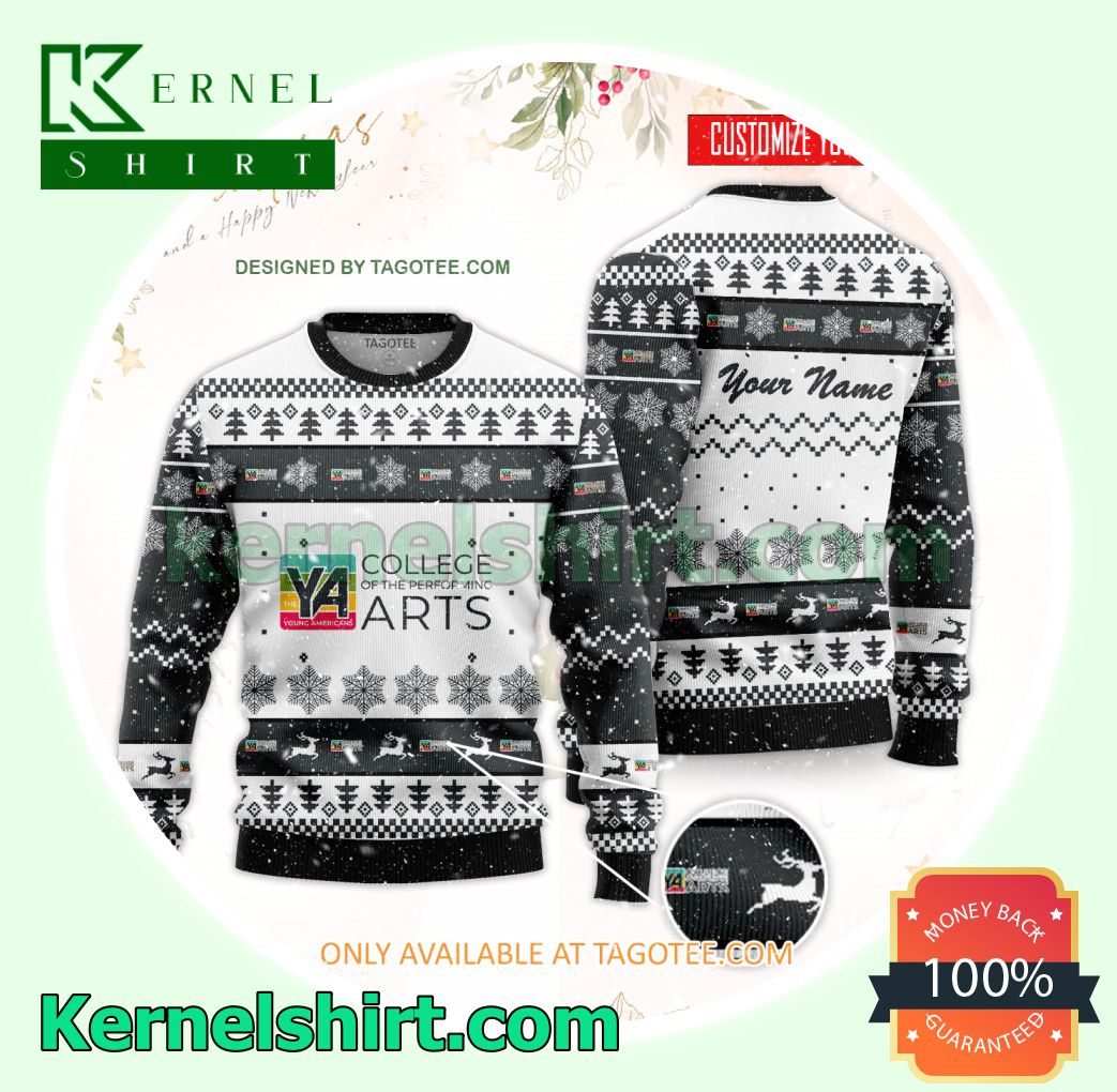 Young Americans College of the Performing Arts Logo Xmas Knit Sweaters
