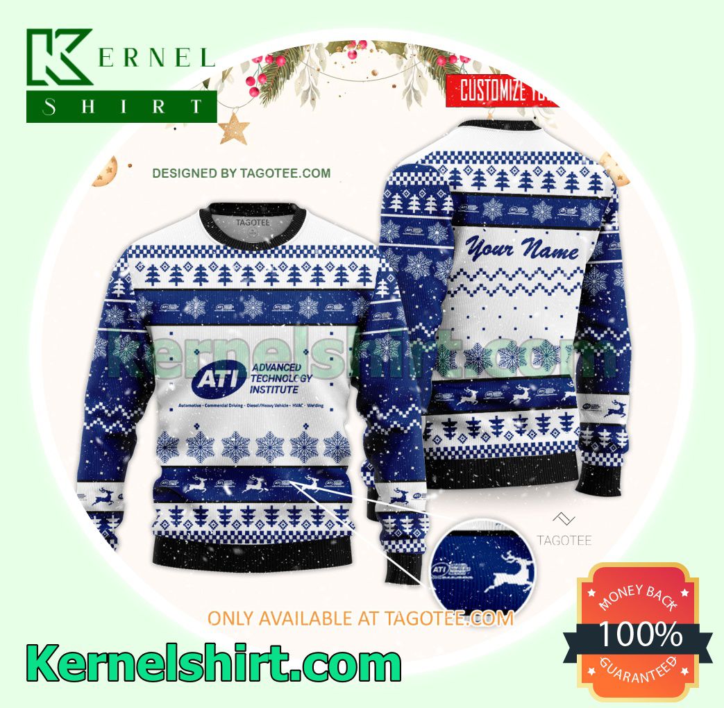 Advanced Technology Institute Logo Xmas Knit Sweaters