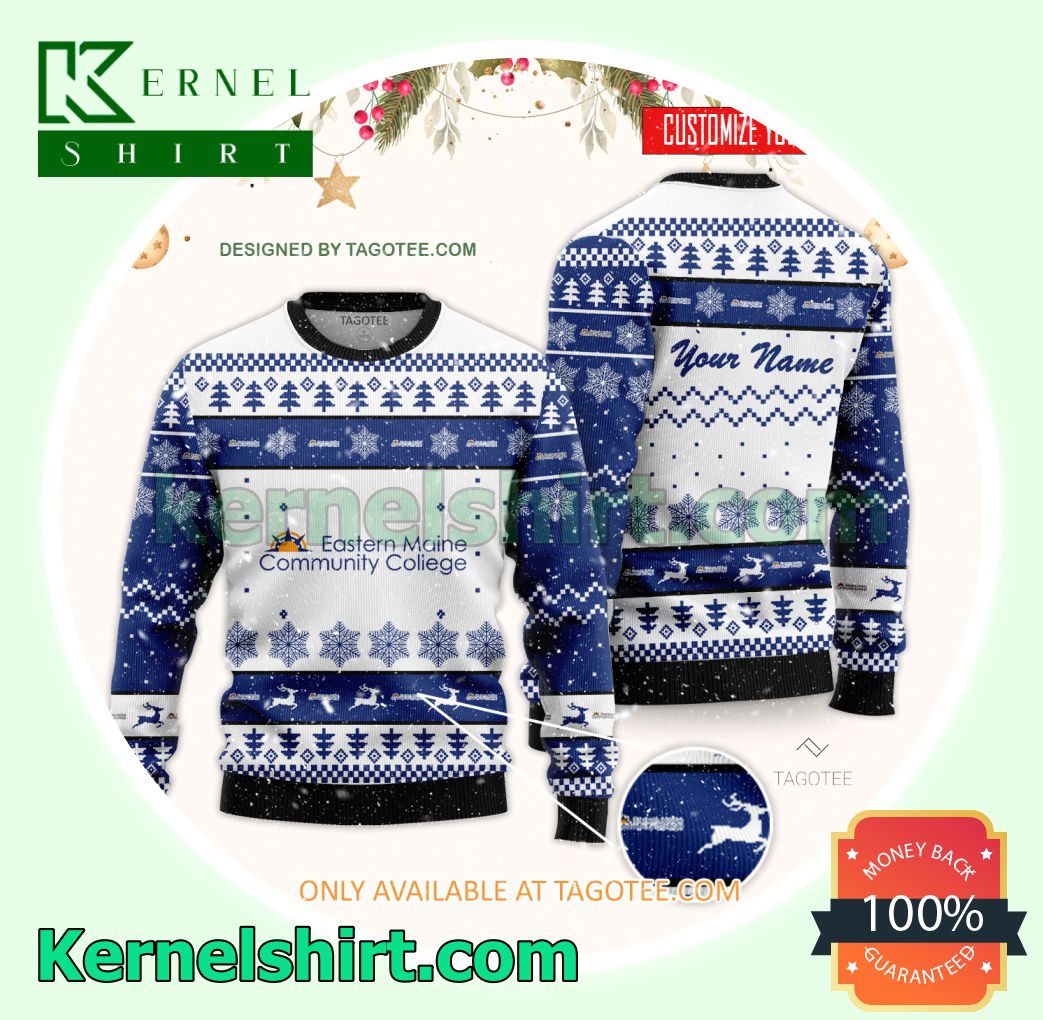 Eastern Maine Community College Logo Xmas Knit Sweaters