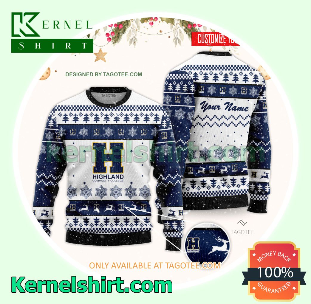 Highland Community College Logo Xmas Knit Sweaters