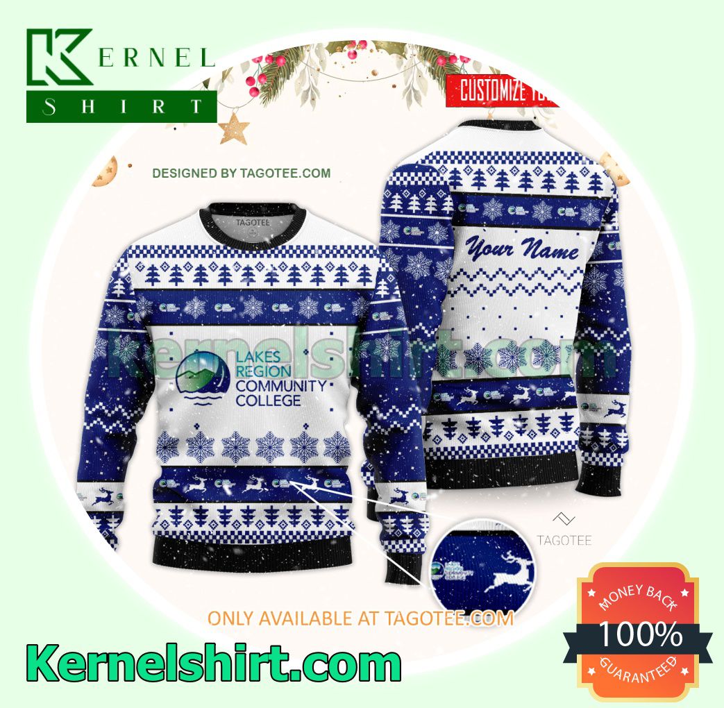 Lakes Region Community College Logo Xmas Knit Sweaters