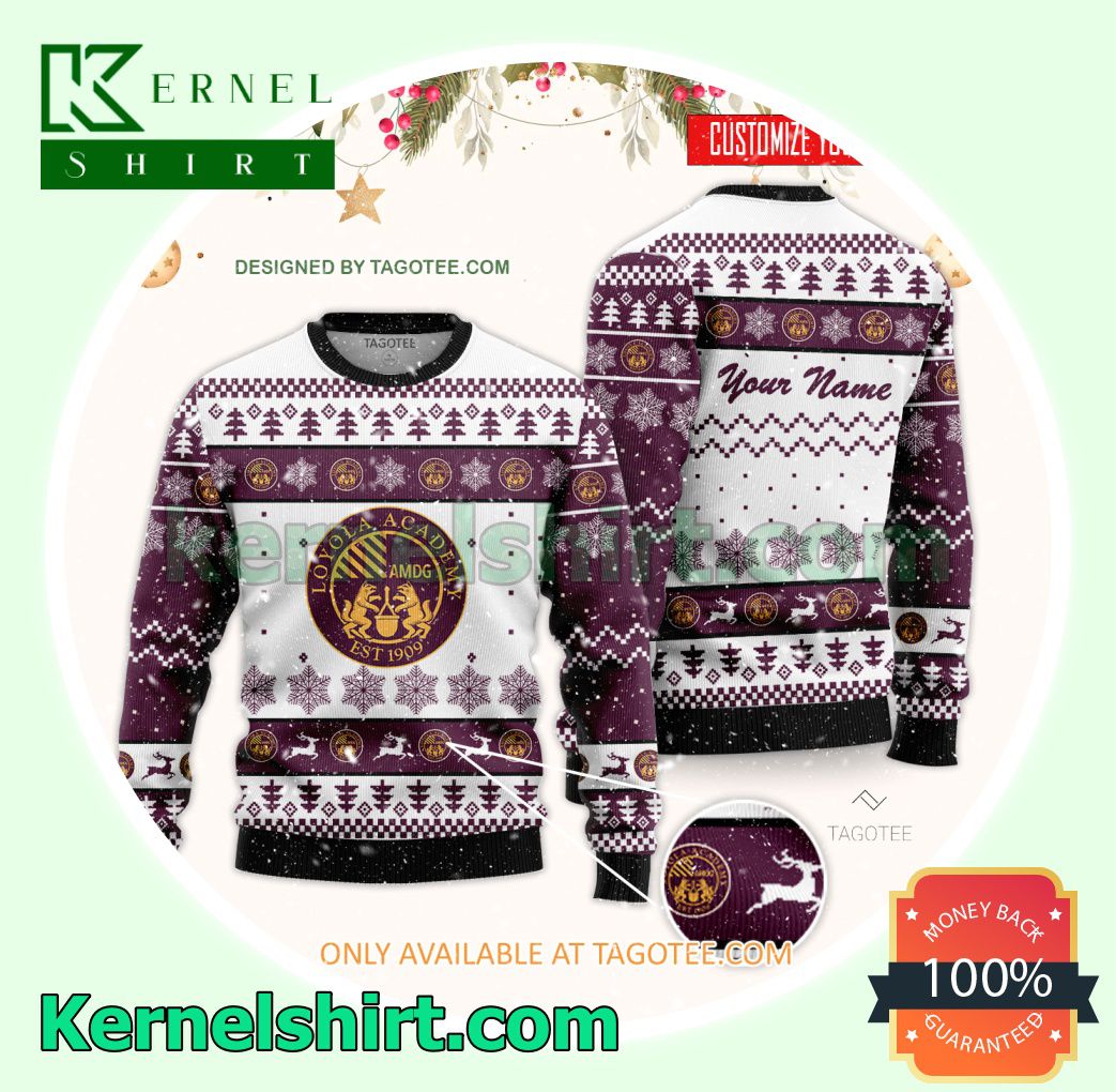 Loyola Academy Illinois Logo Xmas Knit Sweaters