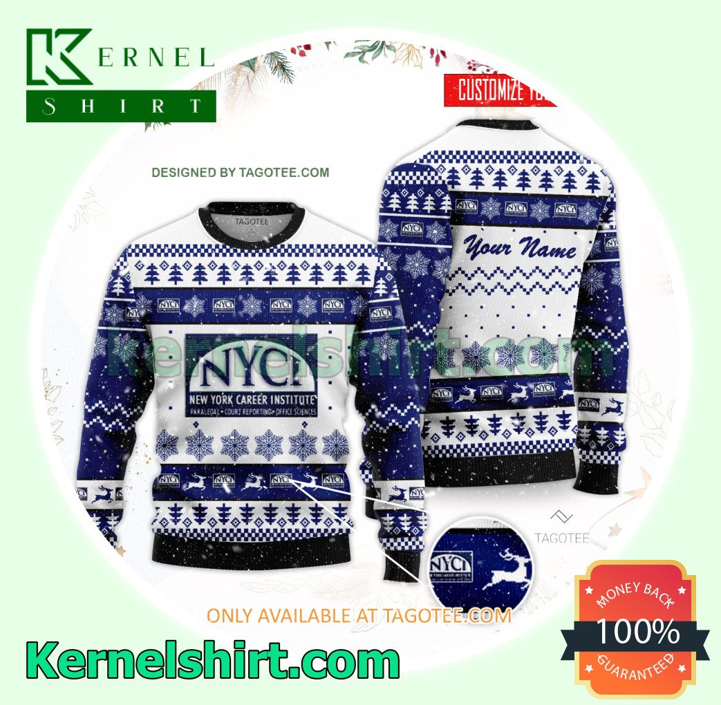 New York Career Institute Logo Xmas Knit Sweaters