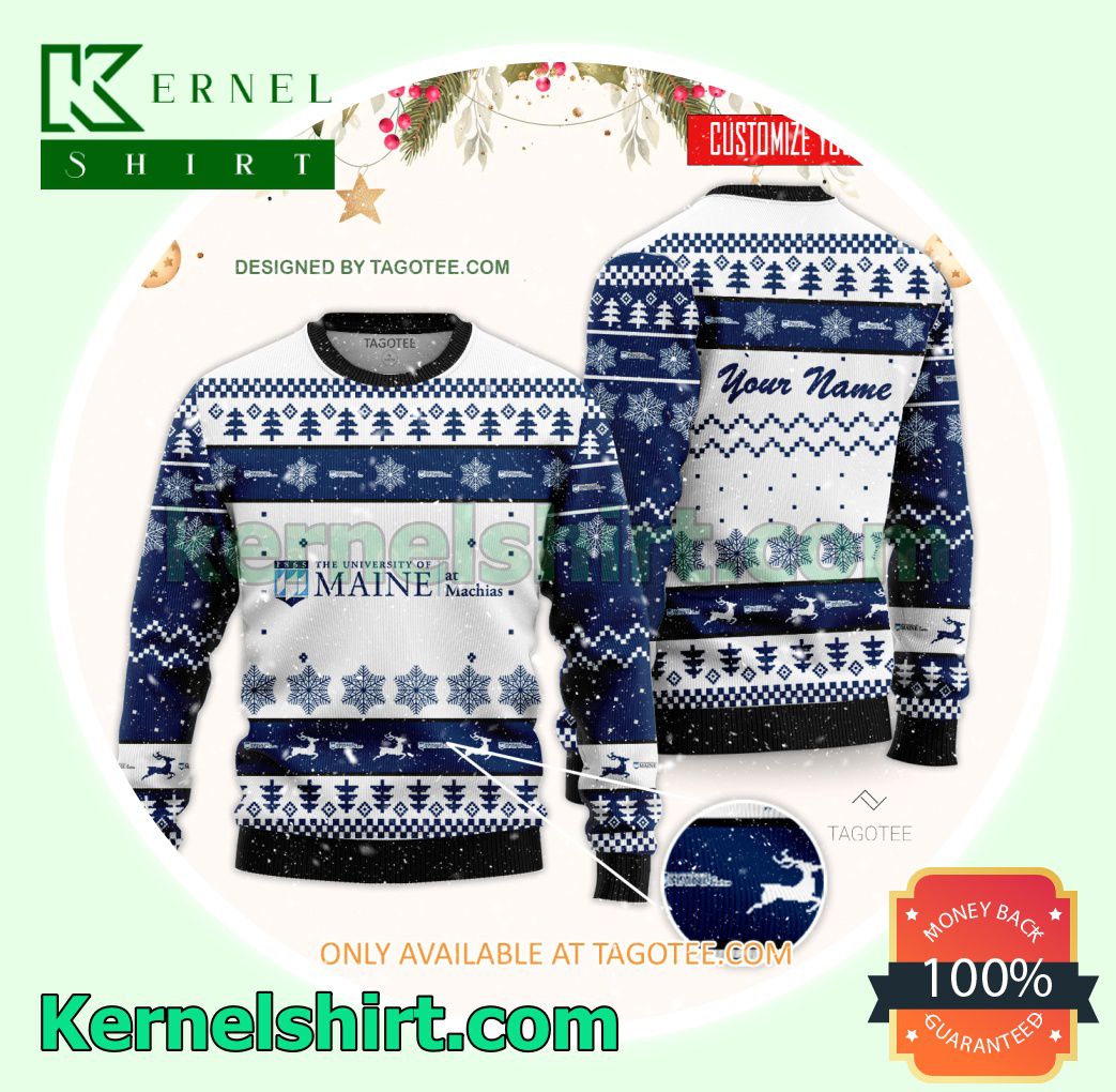 University of Maine at Machias Logo Xmas Knit Sweaters