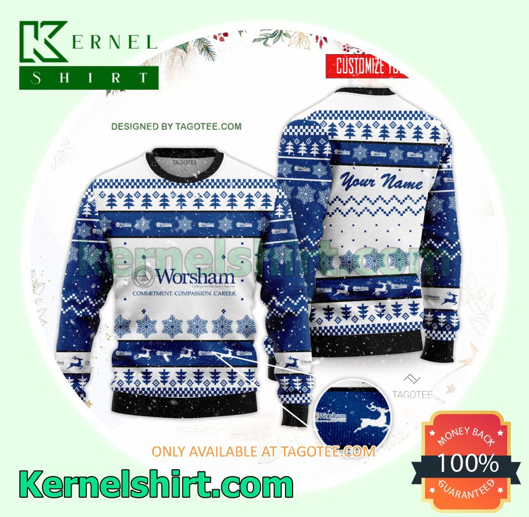 Worsham College of Mortuary Science Logo Xmas Knit Sweaters