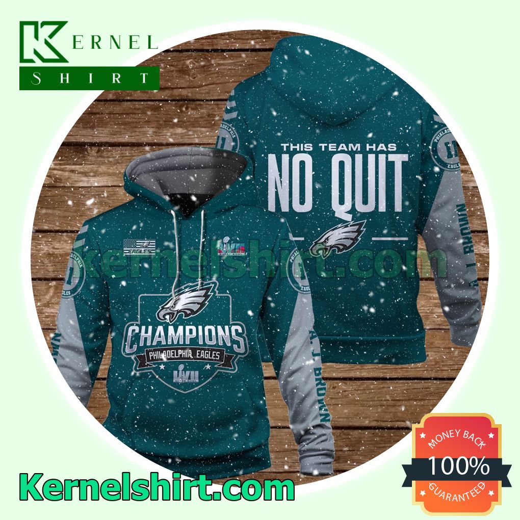 A. J. Brown 11 This Team Has No Quit Philadelphia Eagles Jersey Hooded Sweatshirts