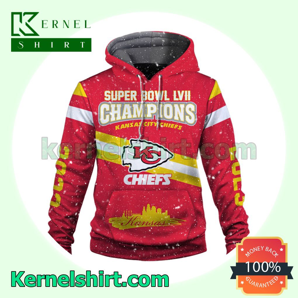 Chiefs 2023 Super Bowl Champions Kansas City Chiefs Jersey Hooded Sweatshirts a