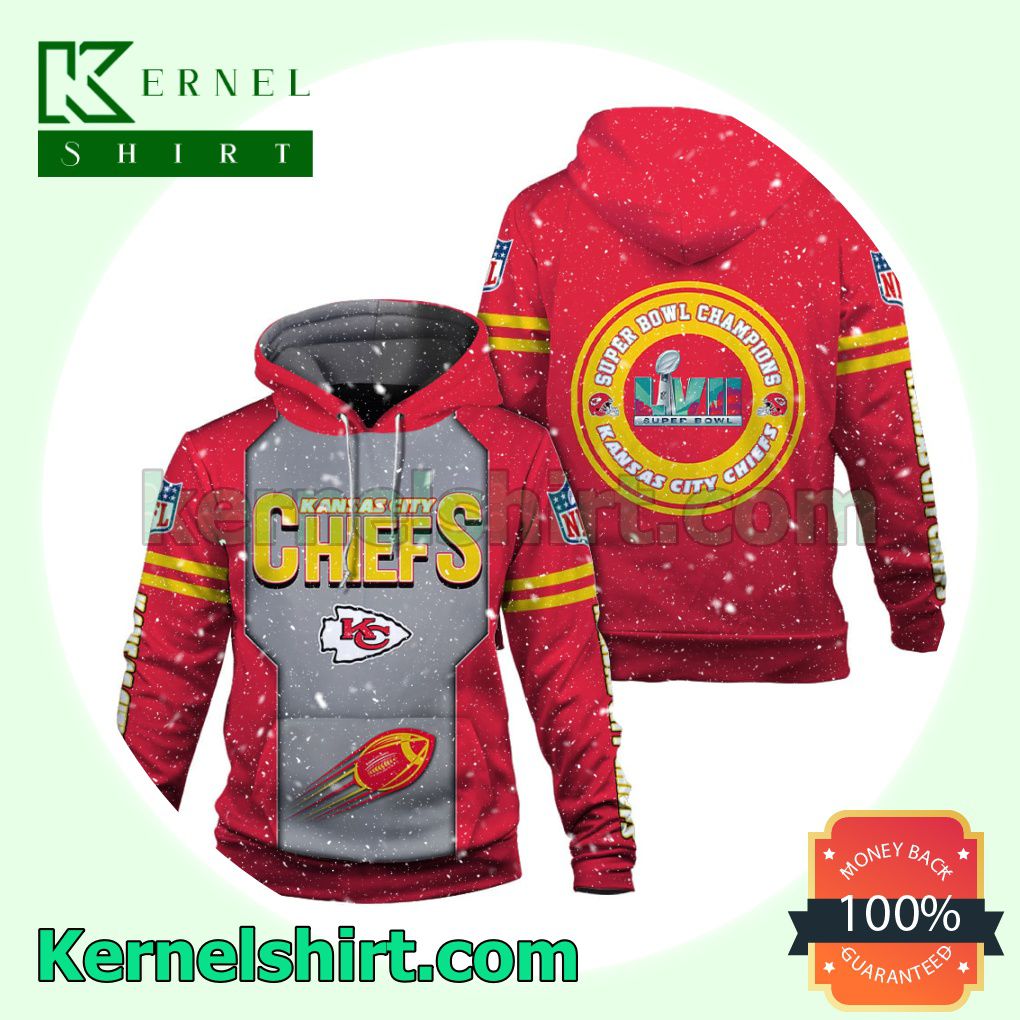 Chiefs Champions Red Color Kansas City Chiefs Jersey Hooded Sweatshirts