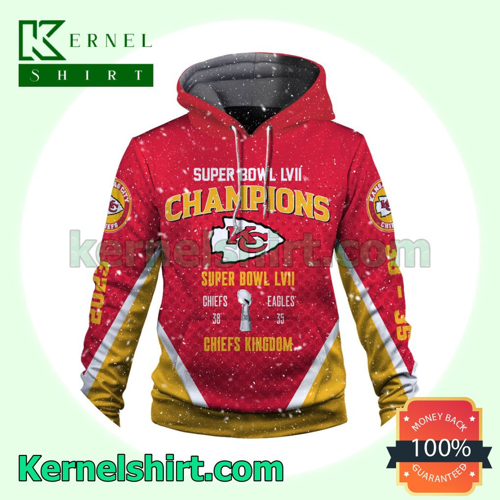 Chiefs Defeat Mahomes Super Bowl 3X Champions Undefeated Kansas City Chiefs Jersey Hooded Sweatshirts a