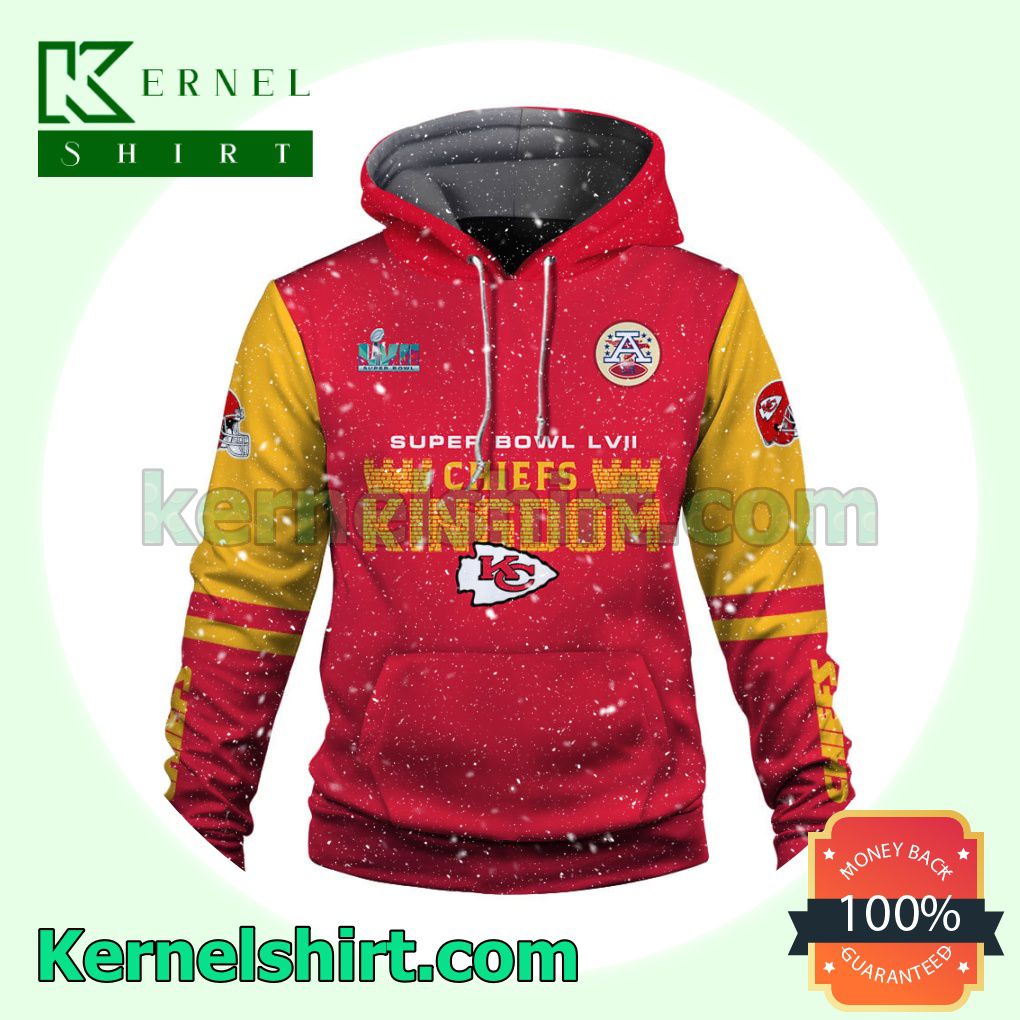 Chiefs Kingdom We Own The LVII Super Bowl Kansas City Chiefs Jersey Hooded Sweatshirts a