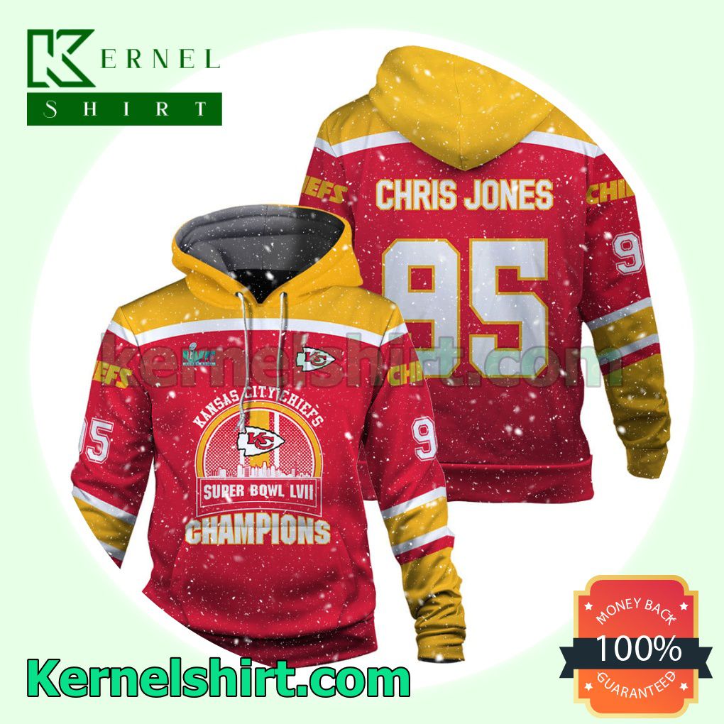 Chris Jones 95 Chiefs Team Kansas City Chiefs Jersey Hooded Sweatshirts