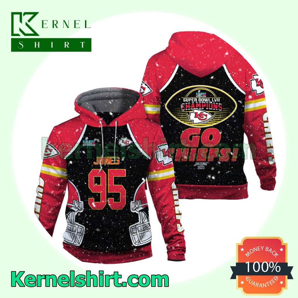 Chris Jones 95 Go Chiefs Kansas City Chiefs Jersey Hooded Sweatshirts