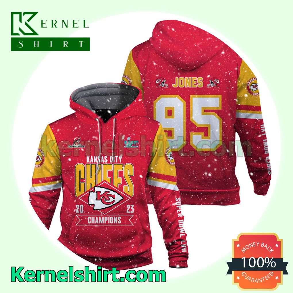 Chris Jones 95 Kansas City Chiefs Jersey Hooded Sweatshirts