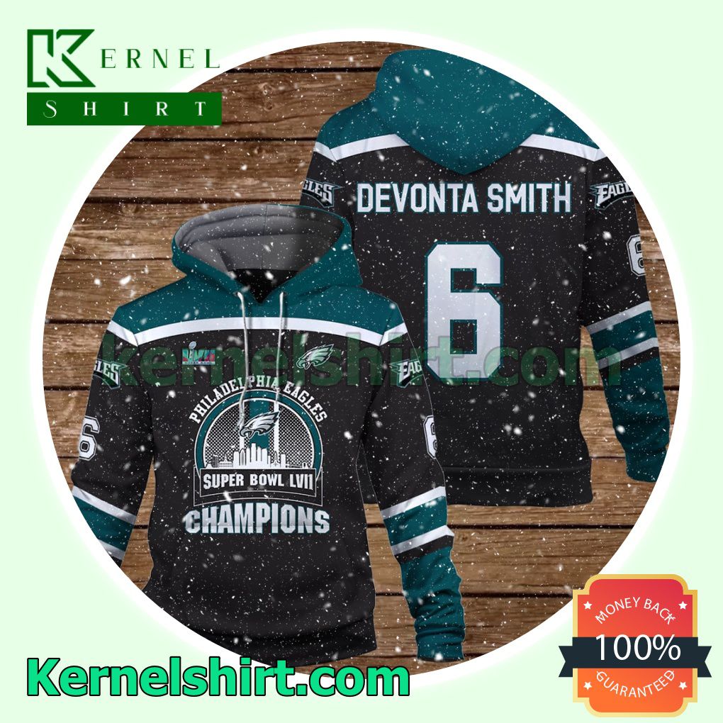 DeVonta Smith 6 Eagles Team Philadelphia Eagles Jersey Hooded Sweatshirts