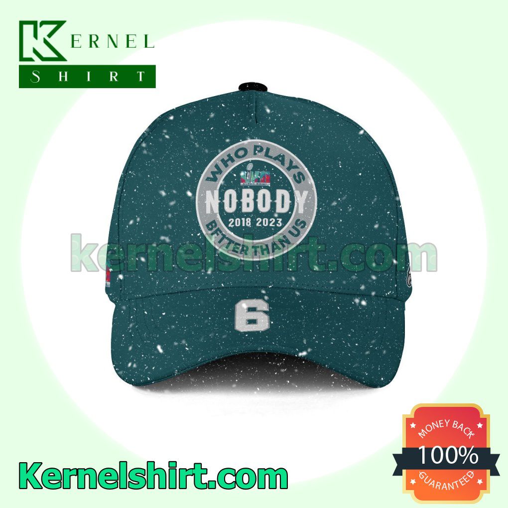 DeVonta Smith 6 Who Plays Better Than Us Nobody Super Bowl LVII Philadelphia Eagles Snapback Cap