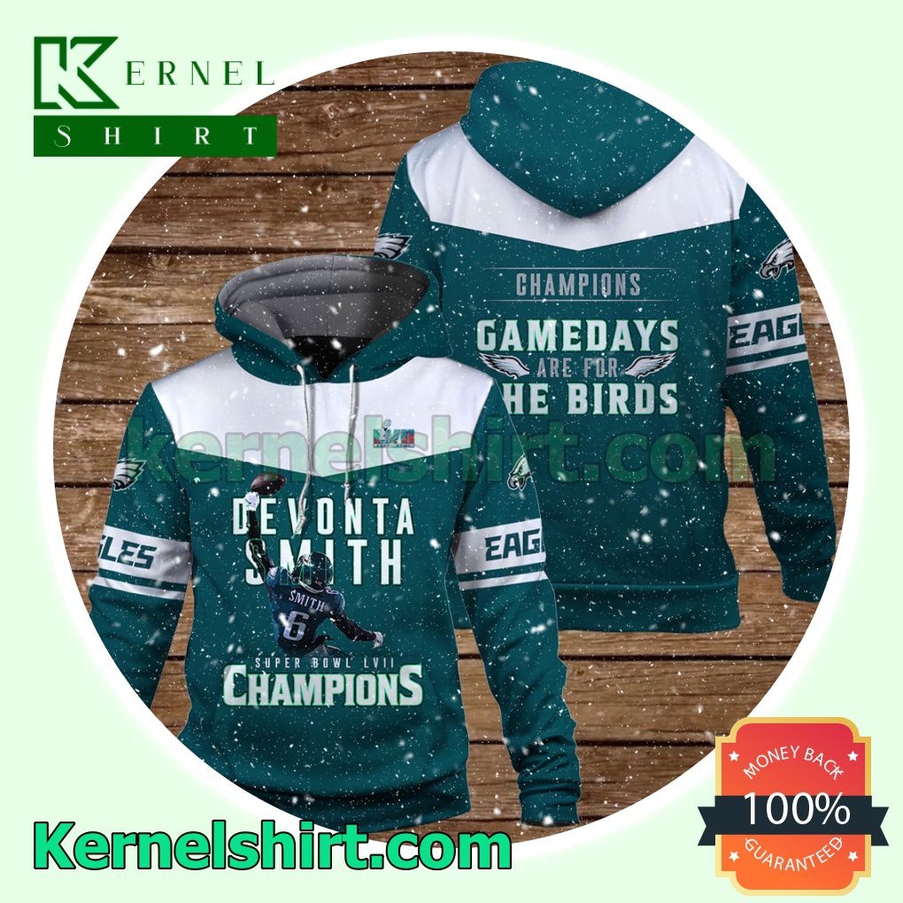 DeVonta Smith Gamedays Are For The Birds Philadelphia Eagles Jersey Hooded Sweatshirts